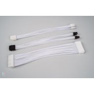 Set Prelungire Cabluri Sursa ATX, SAMA Modding Sleeve, Kit Extender, Mesh Textil, 30 cm, 18AWG, ALB