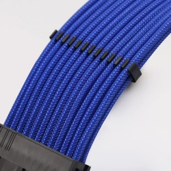 Set Prelungire Cabluri Sursa ATX, SAMA Modding Sleeve, Kit Extender, Mesh Textil, 30 cm, 18AWG, ALBASTRU