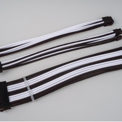 Set Prelungire Cabluri Sursa ATX, SAMA Modding Sleeve, Kit Extender, Mesh Textil, 30 cm, 18AWG, ALB-NEGRU