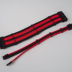 Set Prelungire Cabluri Sursa ATX, SAMA Modding Sleeve, Kit Extender, Mesh Textil, 30 cm, 18AWG, ROSU-NEGRU