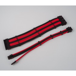 Set Prelungire Cabluri Sursa ATX, SAMA Modding Sleeve, Kit Extender, Mesh Textil, 30 cm, 18AWG, ROSU-NEGRU